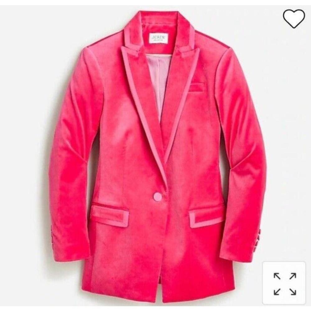 J. Crew Willa Blazer Suit Jacket Dragon‎ Fruit Pink Size 2 Velvet EUC